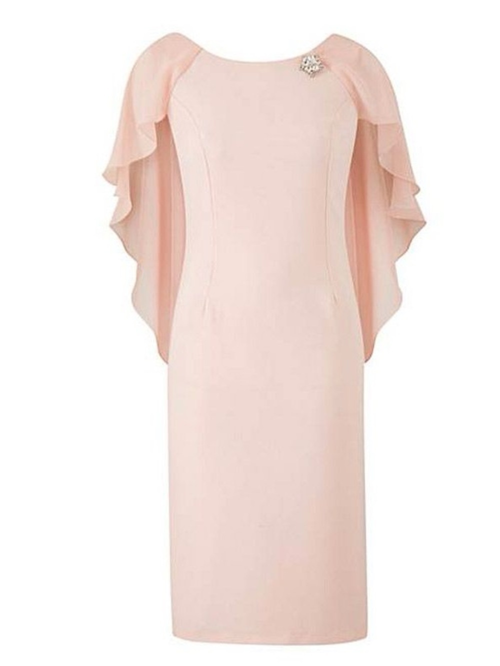 Joanna Hope Brooch Detail Chiffon Cape Dress Blush Pink Sz 22